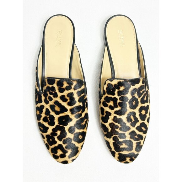 MICHAEL Michael Kors Natasha Leopard Calf Hair Slide - Sz 10 - Picture 3 of 9